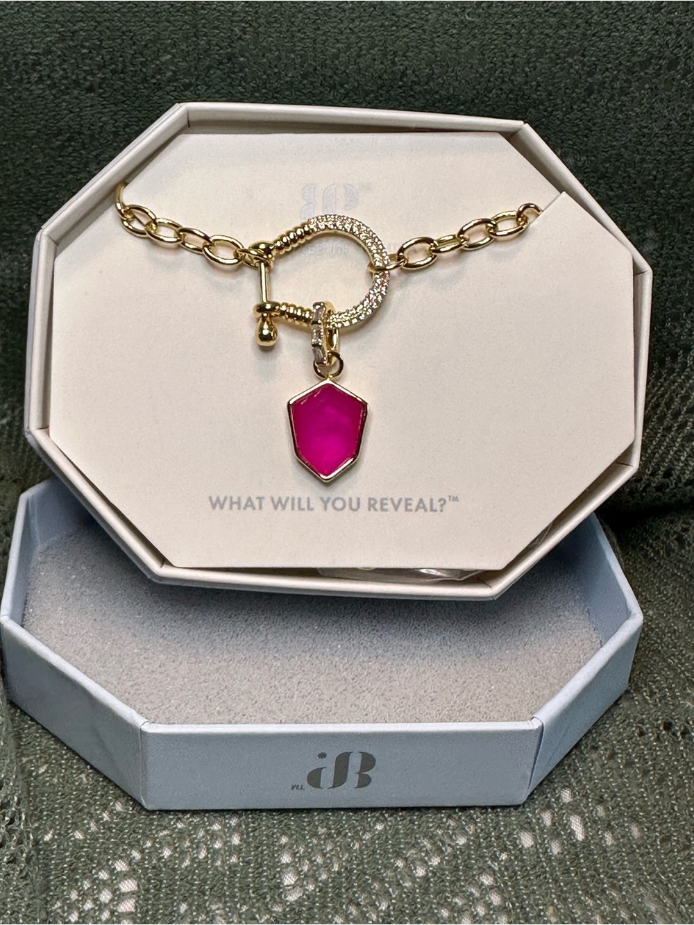 Bomb Party "Necklace? More Like Neck-Yess" NK51912 Pink Sapphire on Gold Plating